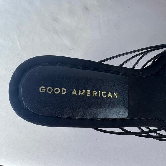 Good American Women's Size 8 Caged Black Velvet Heel Square Toe - Picture 10 of 10